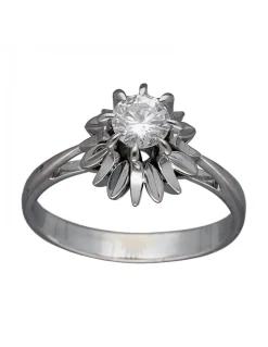 Anillo de Oro blanco con diseño Solitario y Brillante