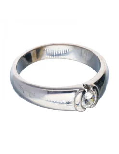 Anillo de Oro blanco con diseño Solitario y Brillante