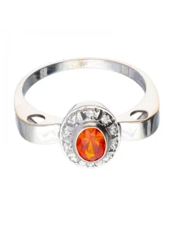 Anillo de oro blanco con amatista y zirconita