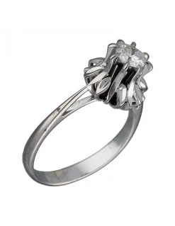 Anillo de Oro blanco con diseño Solitario y Brillante