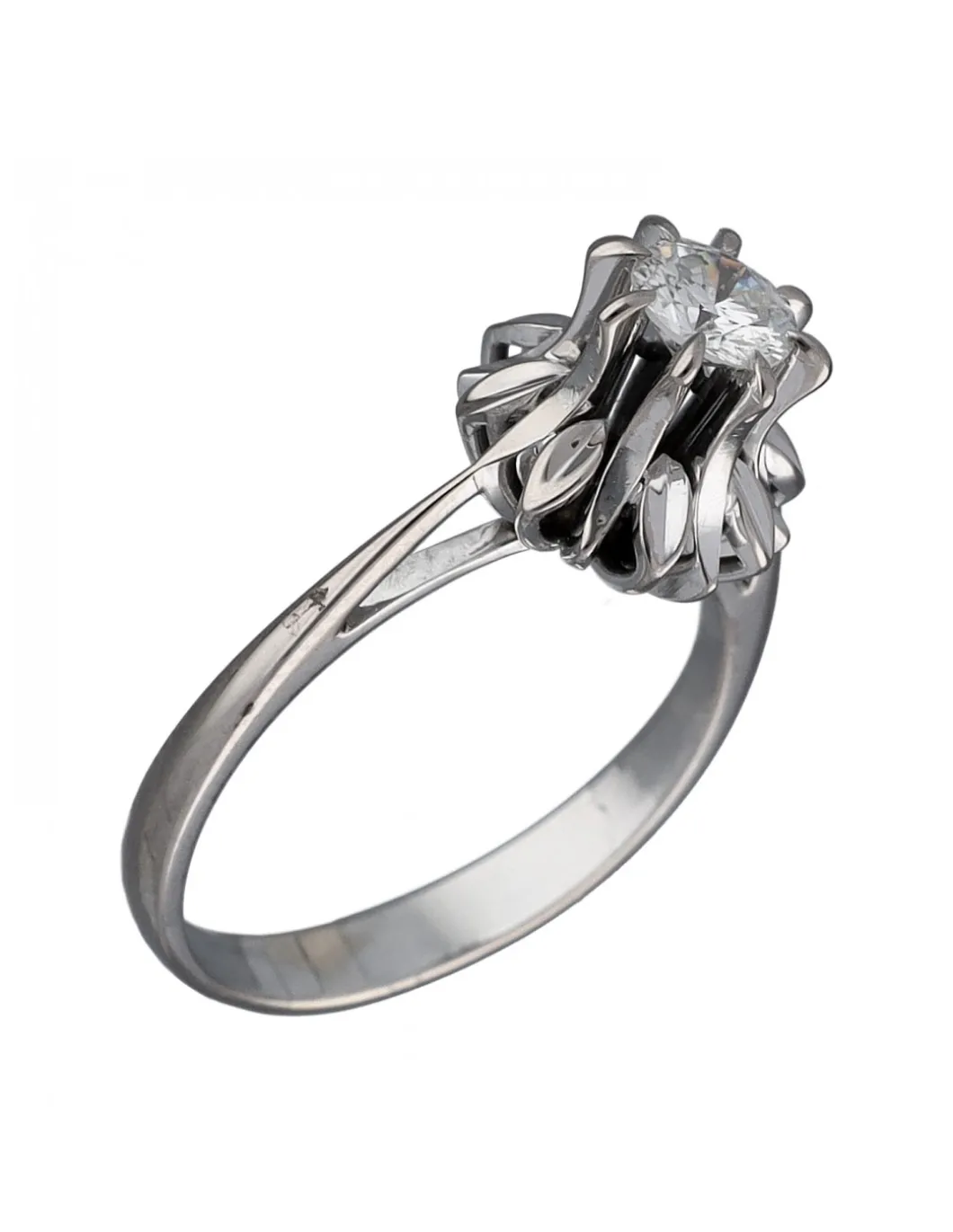 Anillo de Oro blanco con diseño Solitario y Brillante