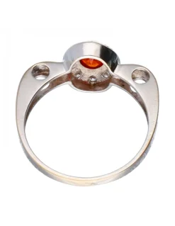 Anillo de oro blanco con amatista y zirconita