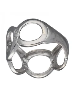 Anillo de Oro blanco con diseño de aros huecos y Circonitas