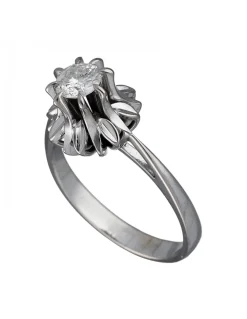 Anillo de Oro blanco con diseño Solitario y Brillante