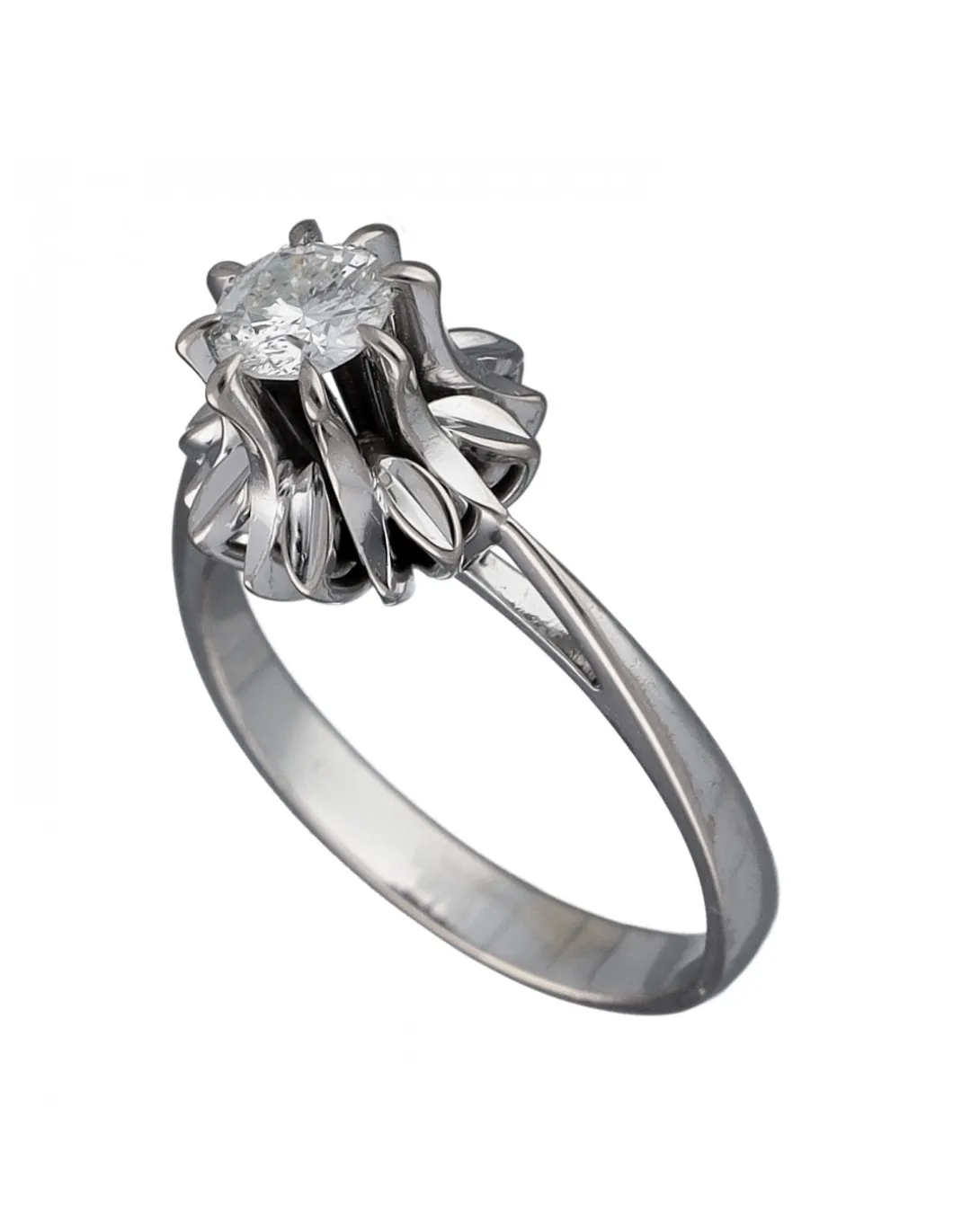 Anillo de Oro blanco con diseño Solitario y Brillante