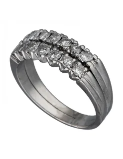 Anillo de Oro blanco con diseño Alianza y catorce Circonitas