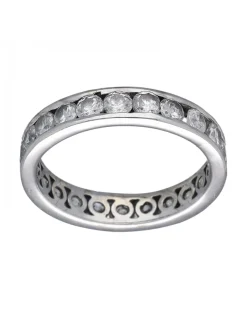 Anillo de Oro blanco 18K con diseño y Circonitas