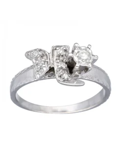 Anillo de Oro blanco 18K con diseño y Brillante