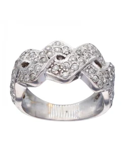 Anillo de oro blanco 18K con diseño y circonitas