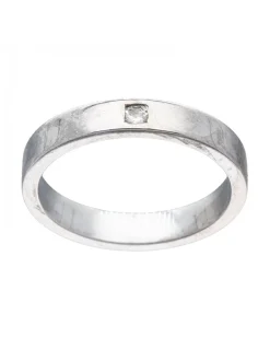 Anillo de Oro blanco 18K con diseño y Brillante
