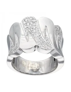 Anillo de oro blanco 18K con diseño y brillantes