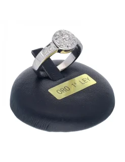 Anillo de oro blanco 18K con diseño y brillantes
