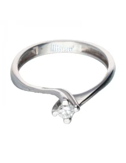 Anillo de Oro blanco 18K con diseño Solitario y brillante