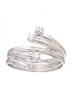 Anillo de Oro blanco 18K con diseño y Circonitas