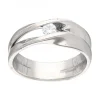 Anillo de Oro blanco 18K con diseño y Circonita central