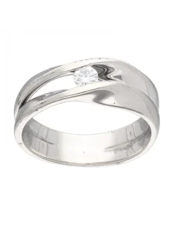 Anillo de Oro blanco 18K con diseño y Circonita central