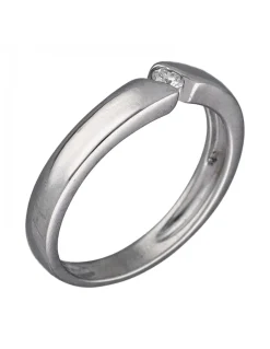 Anillo de Oro blanco 18K con diseño y Zircon