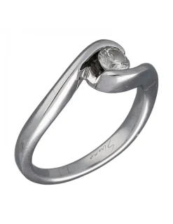 Anillo de Oro Blanco 18K con diseño y Brillantes