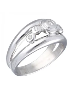 Anillo de Oro blanco 18K con diseño y Brillantes