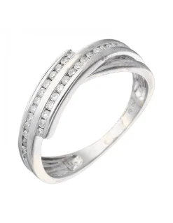 Anillo de oro blanco 18K con diseño y brillantes