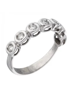 Anillo de oro blanco 18K con diseño y brillantes