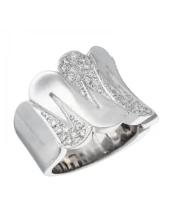 Anillo de oro blanco 18K con diseño y brillantes