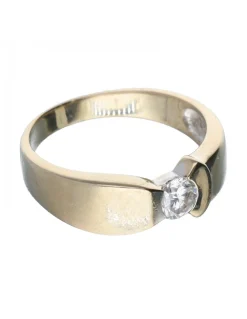 Anillo de Oro Blanco 18K con diseño y Brillante