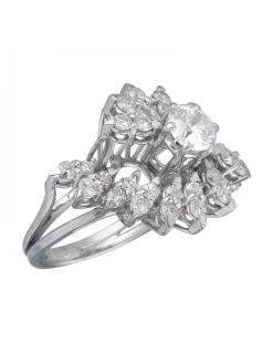 Anillo de Oro blanco 18K con diseño y Brillantes