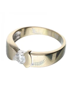 Anillo de Oro Blanco 18K con diseño y Brillante