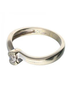 Anillo de Oro blanco 18K con diseño y Brillante