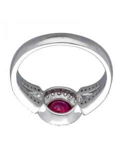 Anillo de Oro blanco 18K con diseño Rubí y Brillantes