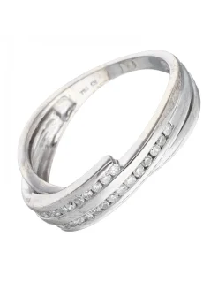 Anillo de oro blanco 18K con diseño y brillantes