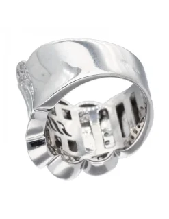 Anillo de oro blanco 18K con diseño y brillantes