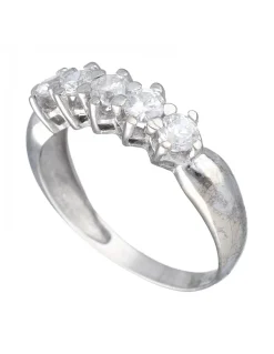Anillo de Oro blanco 18K con diseño y Circonitas