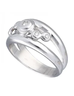 Anillo de Oro blanco 18K con diseño y Brillantes