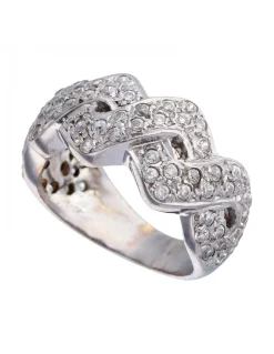 Anillo de oro blanco 18K con diseño y circonitas