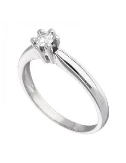 Anillo de oro blanco 18K con diseño y brillante