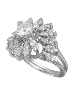 Anillo de Oro blanco 18K con diseño y Brillantes