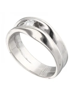 Anillo de Oro blanco 18K con diseño y Circonita central