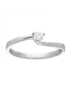 Anillo de oro blanco 18K con diseño y brillante