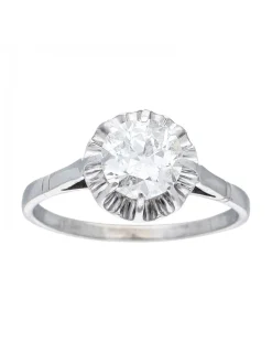 Anillo de oro blanco 18K con diseño y brillante