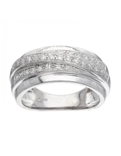 Anillo de oro blanco 18K con diseño y brillantes