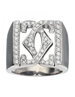 Anillo de oro blanco 18K con diseño CC