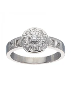 Anillo de oro blanco 18K con diseño y brillantes