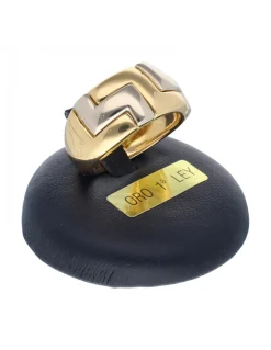 Anillo de oro blanco y amarillo 18K con diseño