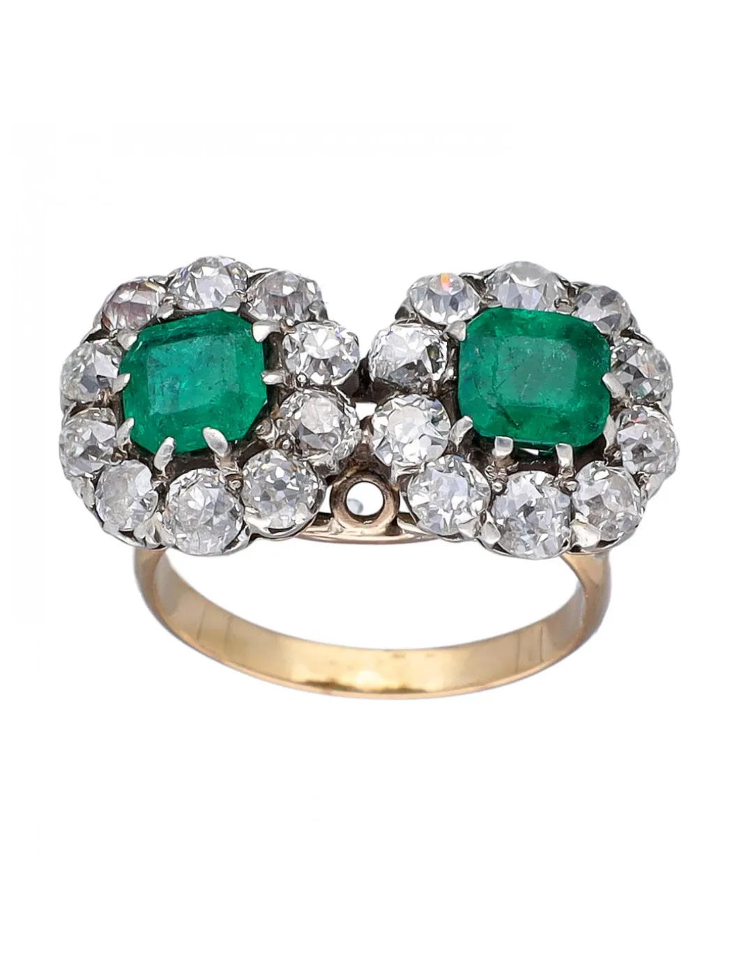 Anillo de Oro blanco y amarillo 18K con diseño y Brillantes