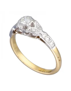 Anillo de Oro blanco y amarillo 18K con diseño y Brillantes