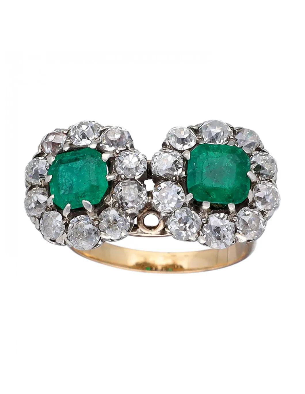 Anillo de Oro blanco y amarillo 18K con diseño y Brillantes
