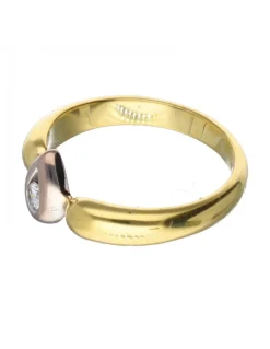 Anillo de Oro blanco y rosado 18K con diseño de gota y brillante