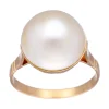 Anillo de Oro rosado Con diseño y Perla sintética